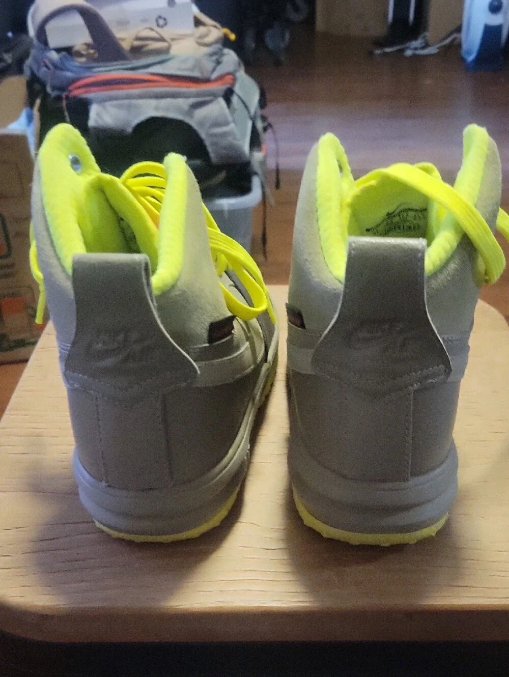Kids Lunar Force High-Top Sneakers in Neon Yellow and Gray
